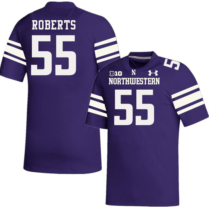 Northwestern Wildcats #55 Dylan Roberts College Football Jerseys Stitched-Purple